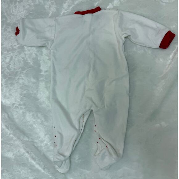 Vintage 80s Velvet Velour Christmas Bears Toys One-Piece Sleeper Romper Baby 6M - Picture 4 of 11